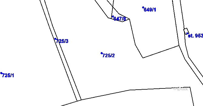 Parcela st. 725/2 v KÚ Golčův Jeníkov, Katastrální mapa