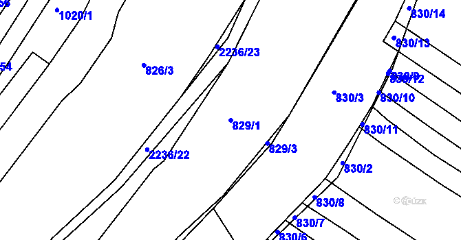 Parcela st. 829/1 v KÚ Golčův Jeníkov, Katastrální mapa
