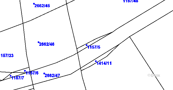 Parcela st. 1157/5 v KÚ Golčův Jeníkov, Katastrální mapa