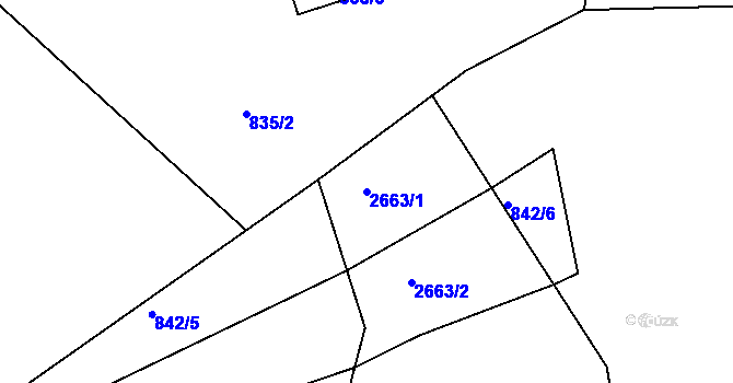 Parcela st. 2663/1 v KÚ Golčův Jeníkov, Katastrální mapa