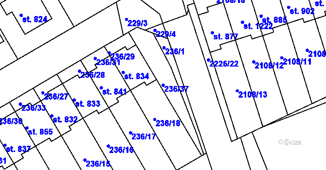 Parcela st. 236/37 v KÚ Golčův Jeníkov, Katastrální mapa