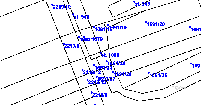 Parcela st. 1080 v KÚ Golčův Jeníkov, Katastrální mapa