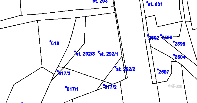 Parcela st. 292/1 v KÚ Golčův Jeníkov, Katastrální mapa