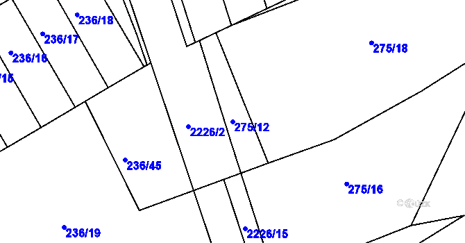 Parcela st. 275/12 v KÚ Golčův Jeníkov, Katastrální mapa