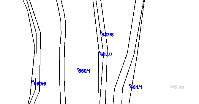 Parcela st. 637/7 v KÚ Golčův Jeníkov, Katastrální mapa