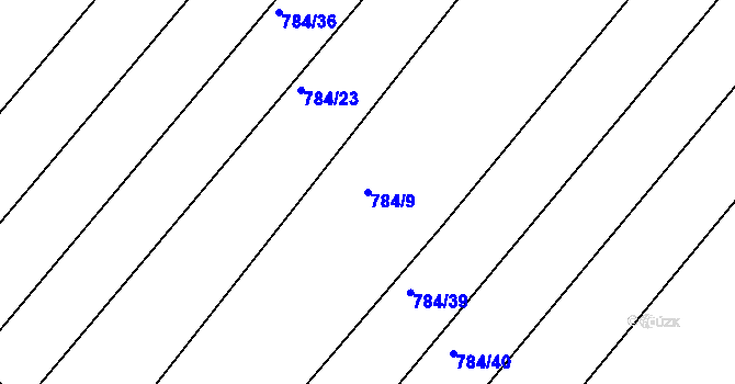 Parcela st. 784/9 v KÚ Golčův Jeníkov, Katastrální mapa