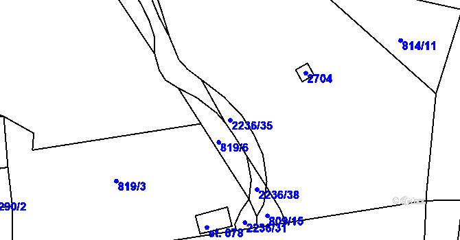Parcela st. 2236/35 v KÚ Golčův Jeníkov, Katastrální mapa