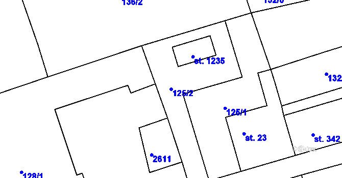 Parcela st. 125/2 v KÚ Golčův Jeníkov, Katastrální mapa