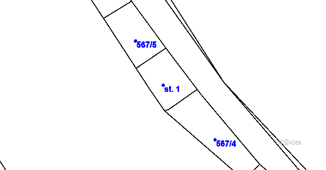 Parcela st. 1 v KÚ Kobylí Hlava, Katastrální mapa
