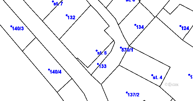 Parcela st. 5 v KÚ Kobylí Hlava, Katastrální mapa