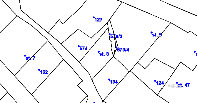 Parcela st. 8 v KÚ Kobylí Hlava, Katastrální mapa