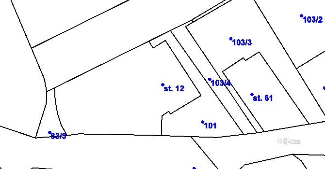 Parcela st. 12 v KÚ Kobylí Hlava, Katastrální mapa