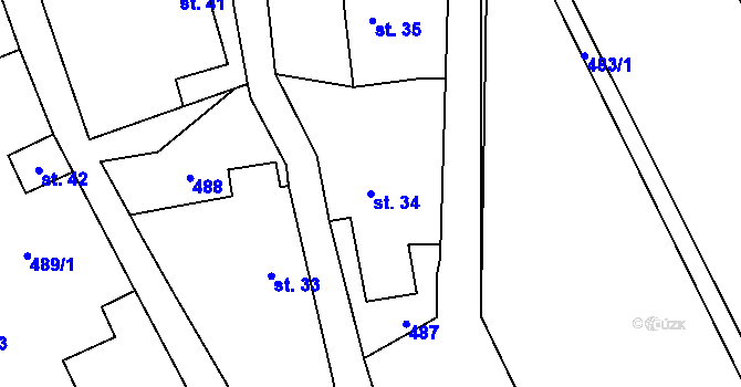 Parcela st. 34 v KÚ Kobylí Hlava, Katastrální mapa