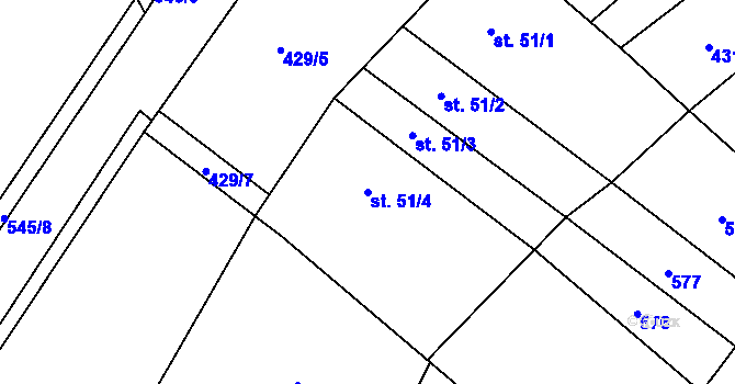 Parcela st. 51/4 v KÚ Kobylí Hlava, Katastrální mapa