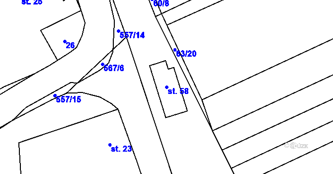 Parcela st. 58 v KÚ Kobylí Hlava, Katastrální mapa