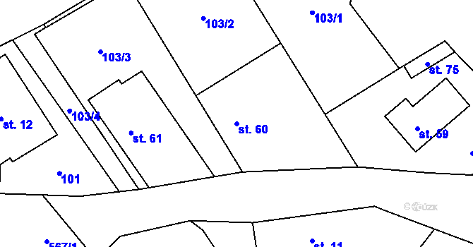 Parcela st. 60 v KÚ Kobylí Hlava, Katastrální mapa