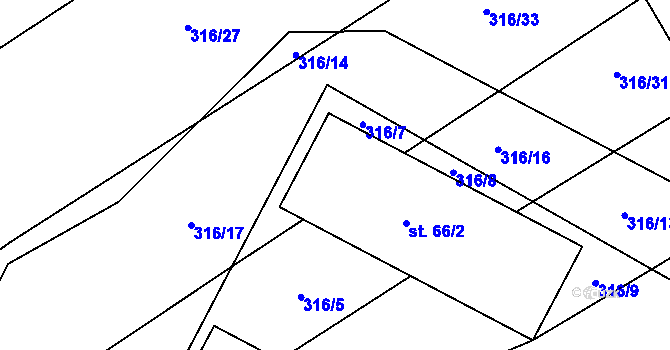 Parcela st. 66/1 v KÚ Kobylí Hlava, Katastrální mapa