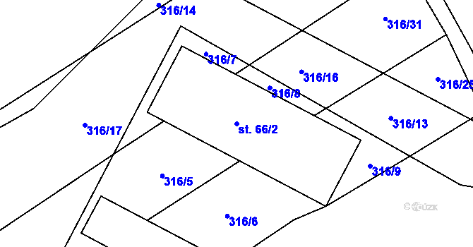 Parcela st. 66/2 v KÚ Kobylí Hlava, Katastrální mapa