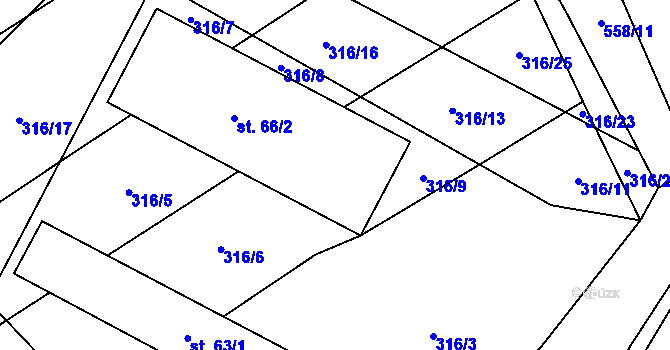 Parcela st. 66/3 v KÚ Kobylí Hlava, Katastrální mapa