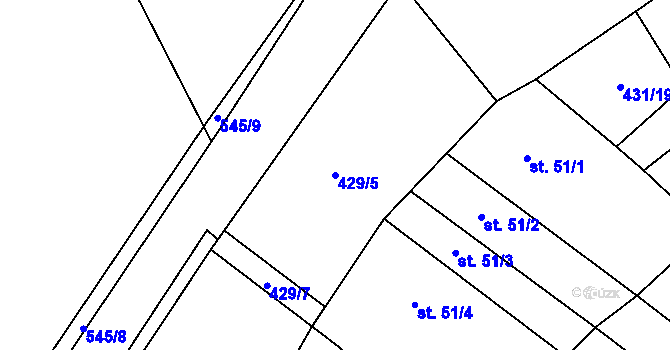 Parcela st. 429/5 v KÚ Kobylí Hlava, Katastrální mapa
