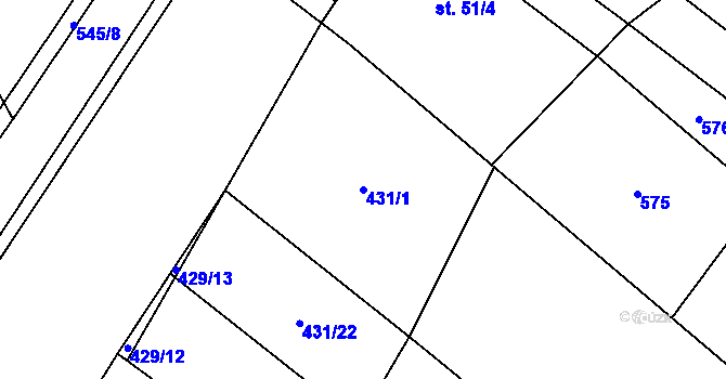 Parcela st. 431/1 v KÚ Kobylí Hlava, Katastrální mapa