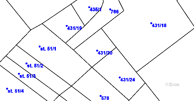 Parcela st. 431/20 v KÚ Kobylí Hlava, Katastrální mapa