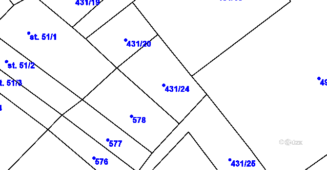 Parcela st. 431/24 v KÚ Kobylí Hlava, Katastrální mapa