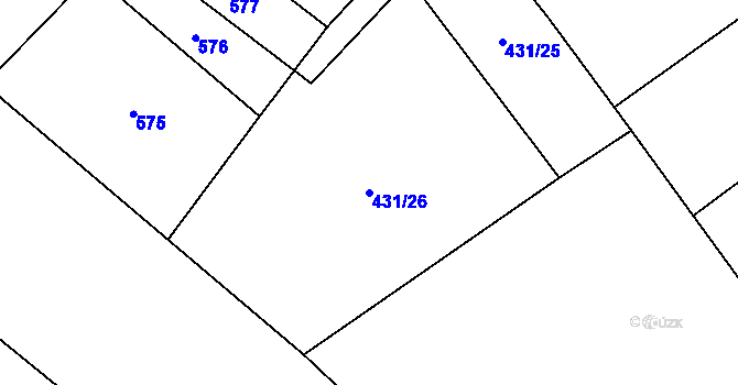Parcela st. 431/26 v KÚ Kobylí Hlava, Katastrální mapa