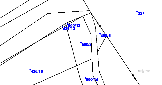 Parcela st. 500/2 v KÚ Kobylí Hlava, Katastrální mapa