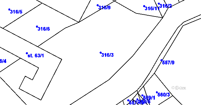 Parcela st. 316/3 v KÚ Kobylí Hlava, Katastrální mapa