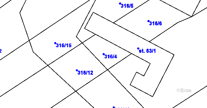 Parcela st. 316/4 v KÚ Kobylí Hlava, Katastrální mapa