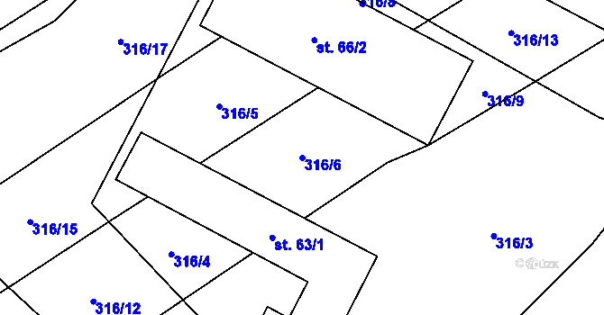 Parcela st. 316/6 v KÚ Kobylí Hlava, Katastrální mapa
