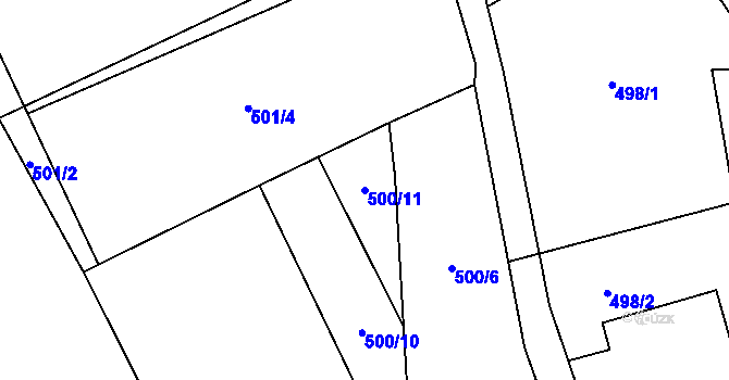 Parcela st. 500/11 v KÚ Kobylí Hlava, Katastrální mapa