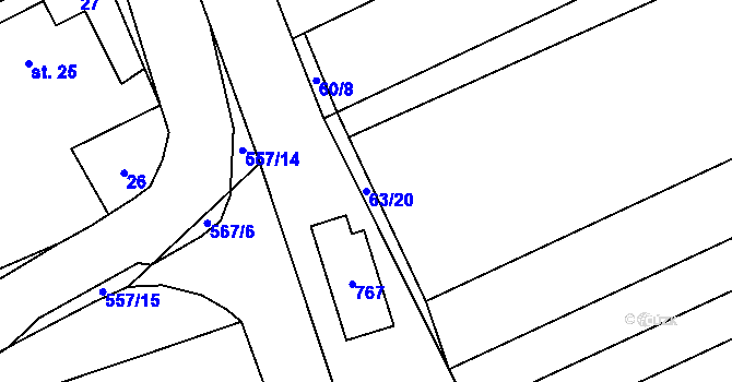 Parcela st. 63/20 v KÚ Kobylí Hlava, Katastrální mapa