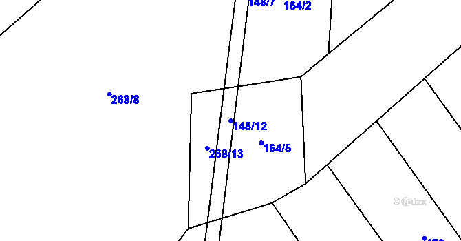Parcela st. 148/12 v KÚ Kobylí Hlava, Katastrální mapa
