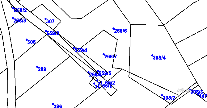 Parcela st. 268/7 v KÚ Kobylí Hlava, Katastrální mapa