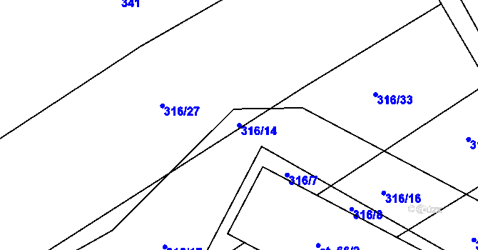 Parcela st. 316/14 v KÚ Kobylí Hlava, Katastrální mapa