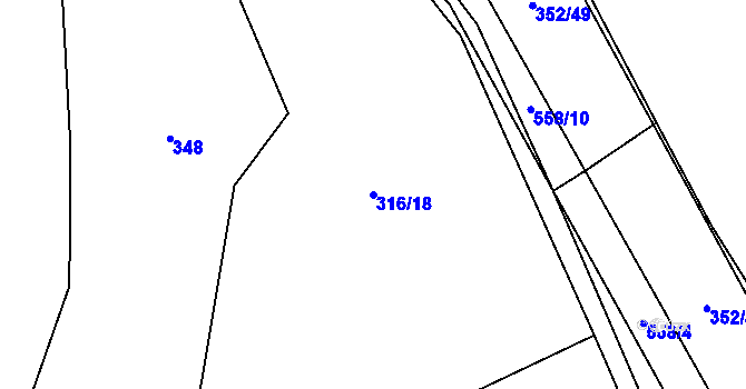 Parcela st. 316/18 v KÚ Kobylí Hlava, Katastrální mapa
