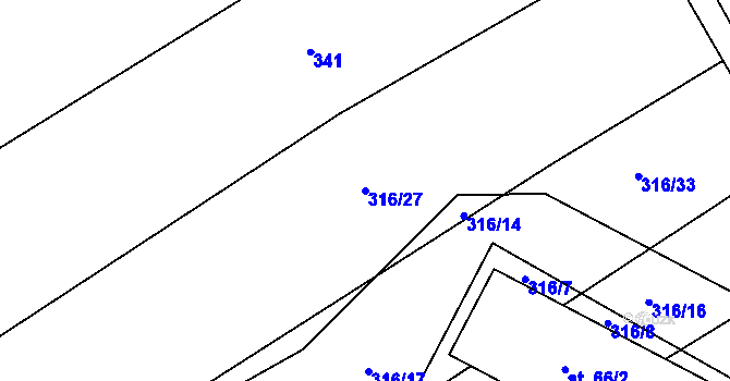 Parcela st. 316/27 v KÚ Kobylí Hlava, Katastrální mapa