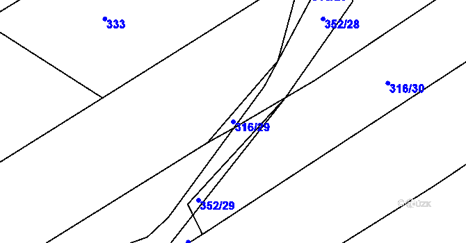 Parcela st. 316/29 v KÚ Kobylí Hlava, Katastrální mapa