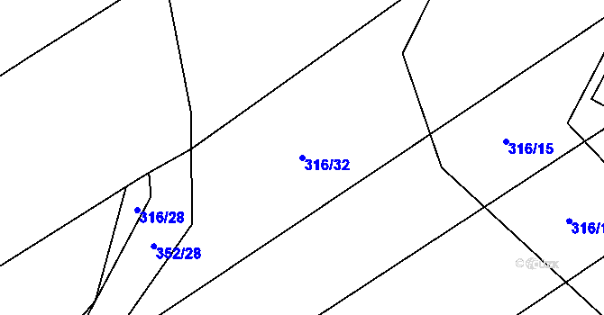 Parcela st. 316/32 v KÚ Kobylí Hlava, Katastrální mapa