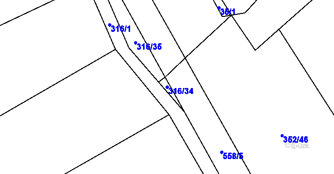 Parcela st. 316/34 v KÚ Kobylí Hlava, Katastrální mapa