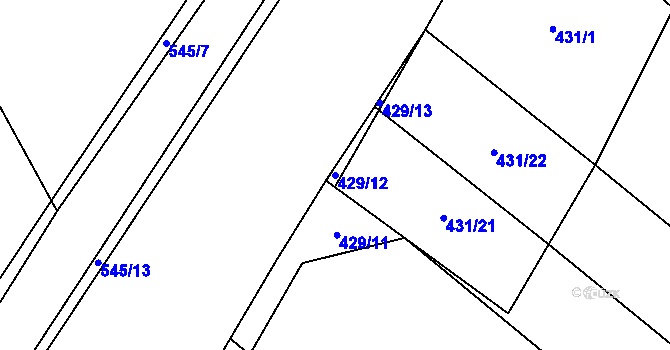 Parcela st. 429/12 v KÚ Kobylí Hlava, Katastrální mapa