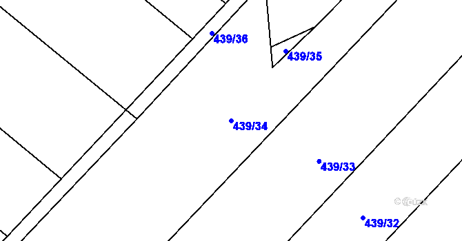 Parcela st. 439/34 v KÚ Kobylí Hlava, Katastrální mapa