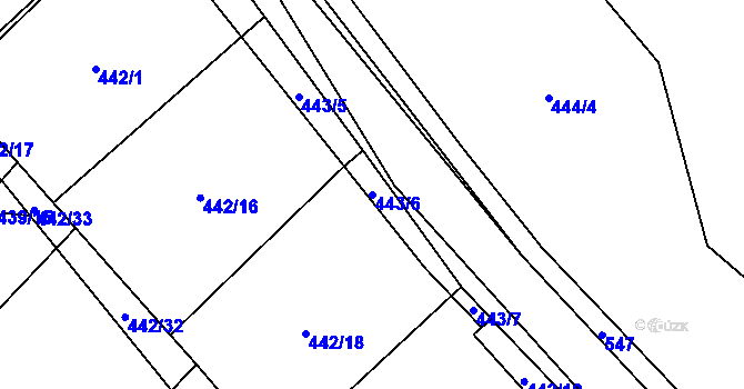 Parcela st. 443/6 v KÚ Kobylí Hlava, Katastrální mapa