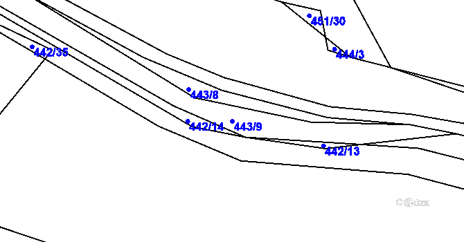 Parcela st. 443/9 v KÚ Kobylí Hlava, Katastrální mapa