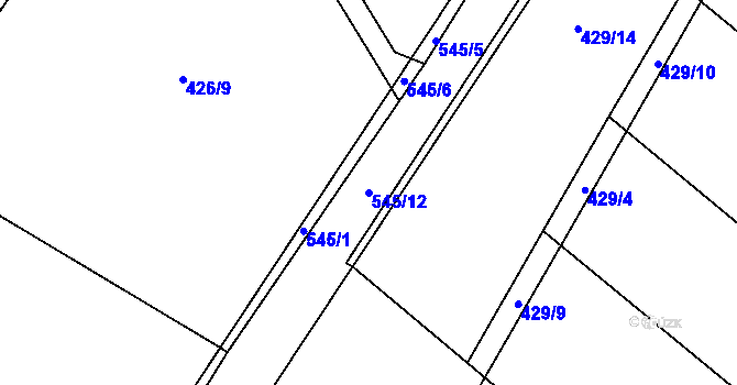 Parcela st. 545/12 v KÚ Kobylí Hlava, Katastrální mapa