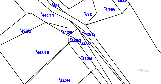 Parcela st. 443/2 v KÚ Kobylí Hlava, Katastrální mapa
