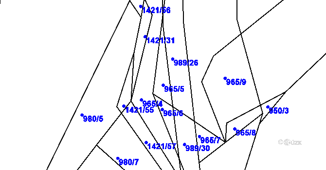 Parcela st. 965/5 v KÚ Podmoky u Golčova Jeníkova, Katastrální mapa