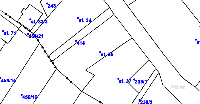 Parcela st. 36 v KÚ Římovice, Katastrální mapa